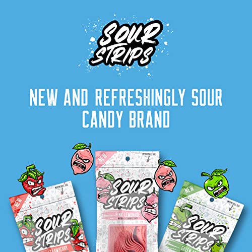Sour Strips Raspberry Flavored Sour Candy Strips, Deliciously Sour Chewy Candy Belts, Vegetarian Candies, 12 Strips Per Pack, 2 Pack #TOP6