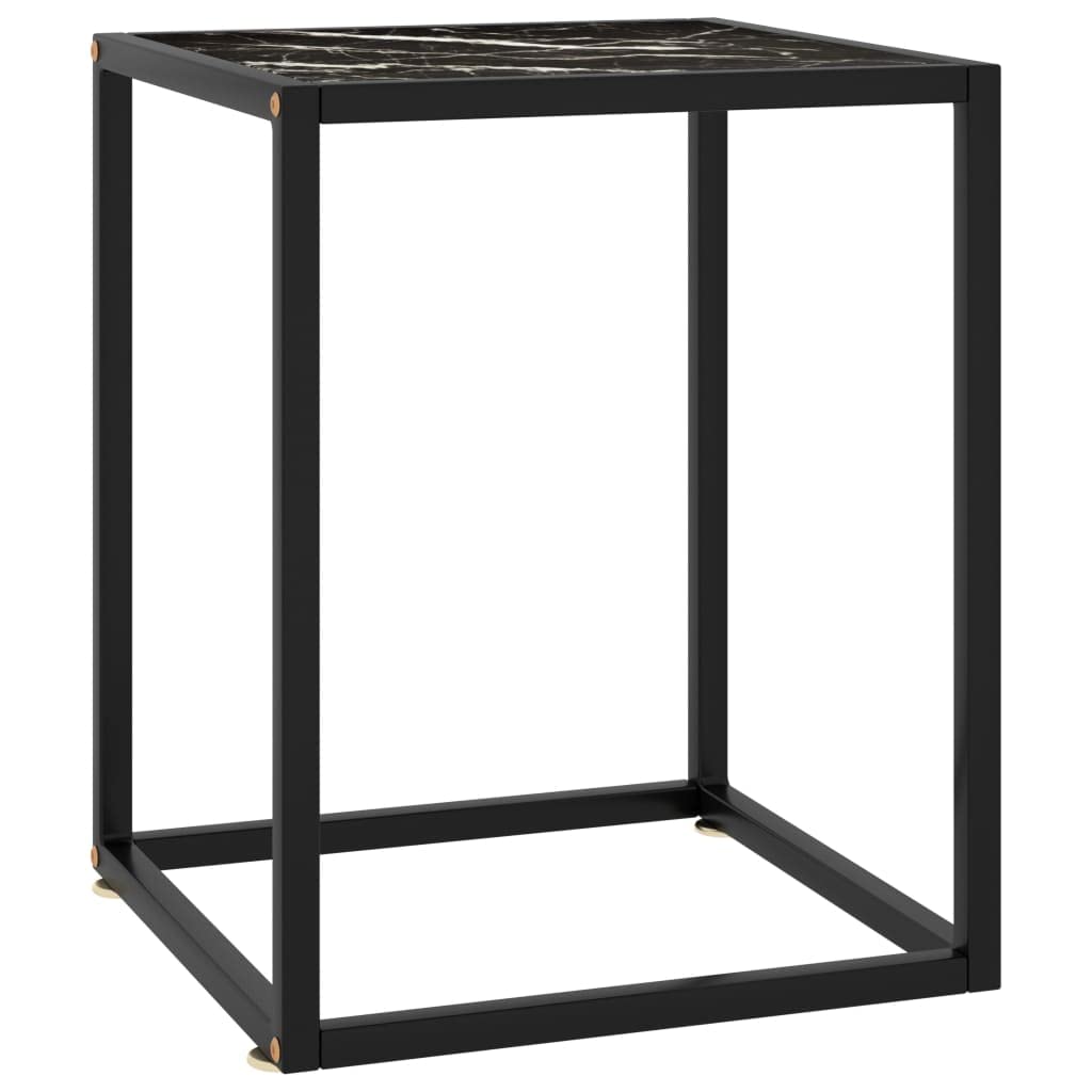 Coffee Table Black with Black Marble Glass 15 7x15 7x19 7