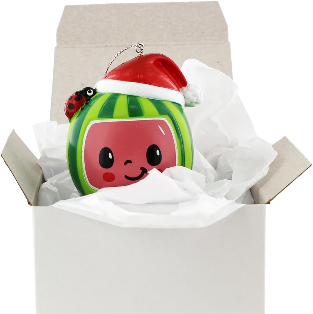 Kurt S. Adler Cocomelon Watermelon Christmas Holiday Ornament Gift Boxed (One Size, Green)