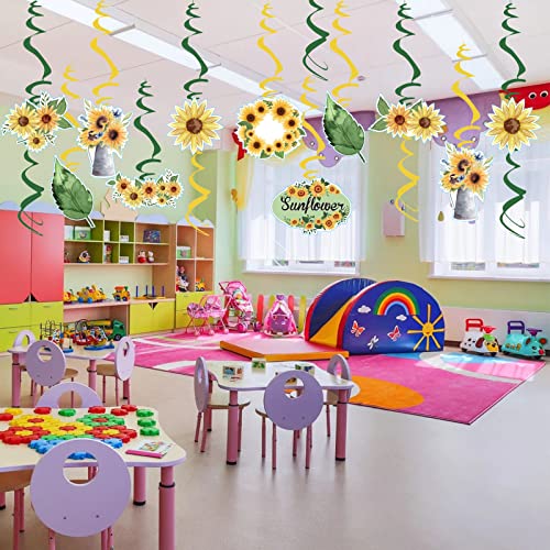 Uomnicue Sunflower Hanging Swirl Decorations,30 Pcs Yellow Sunflower Foil Swirls Ceiling Streamers Wall Decor Party Supplies For Kids Birthday Baby Shower Spring Summer Flower Themed Party Decoration #TOP4