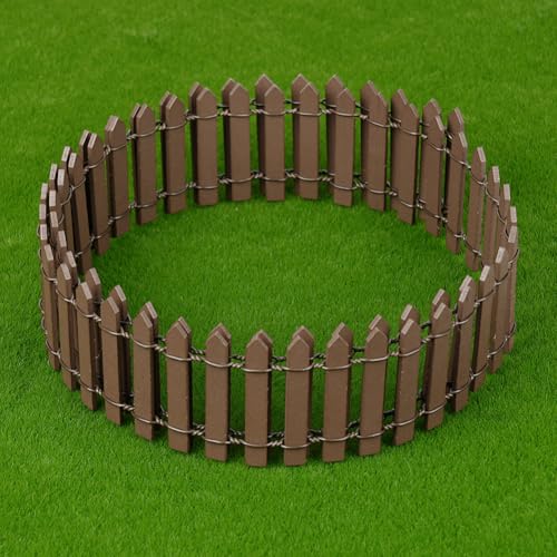 Aolso Valla deJardín en Miniatura Valla de Madera, Valla en Miniatura Flexible, Jardín en Miniatura Decoración de Jardín Valla de Madera, Decoraciones Bricolaje，Marrón - imagen 6