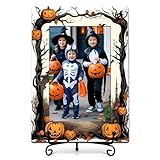 TIRYWT Halloween 4x6 Photo Frame With A Stand, Wooden Photo Frame For Boy, Girls, Adult, Happy Halloween Home Decoration, Memorable Halloween Gifts-F15