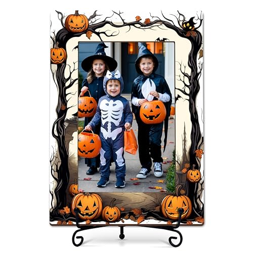 TIRYWT Halloween 4x6 Photo Frame With A Stand, Wooden Photo Frame...