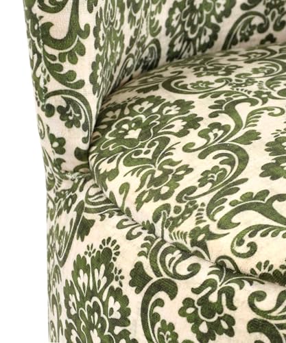 Image of NACIA Velvet Printed Ottoman Chair with Stool Combo | Dressing Table Chair for Bedroom Makeup Room Decor | Modern Upholstered Ottoman with Wooden Legs for Home (18x18x32 Inches, Green Damask)