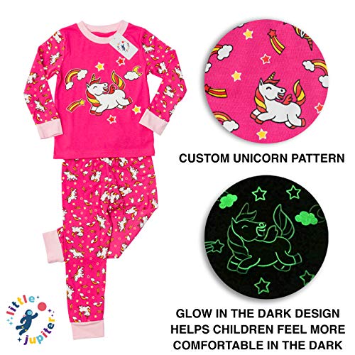 Glow in The Dark Girls Pajamas -Long Sleeve Girls Childrens Sleepwear Kids3