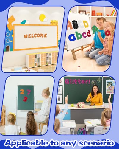 Image of 243 Pcs Glitter Bulletin Board Letters, Numbers and Punctuation 4 Inch | Cut Out Letters for Bulletin Board Decorations, Poster Board Letters Alphabet Cutouts for Classroom Wall Decor (Blue)