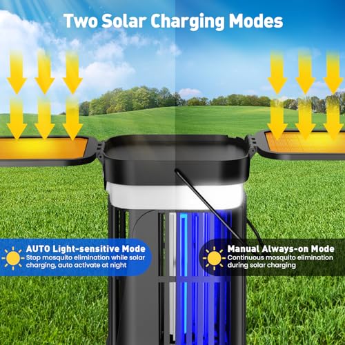Zwiran SE567 Solar Bug Zapper Outdoor, Zwiran Double Solar Powered Mosquito Zapper thumb #3