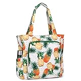 Chase Chic Strandtasche mit Reißverschluss, Große Wasserdichte Sanddicht Sommer Schwimmbad Badetasche Damen, Modischer Shopper Handtasche für Reisen(Gelbe Ananas)