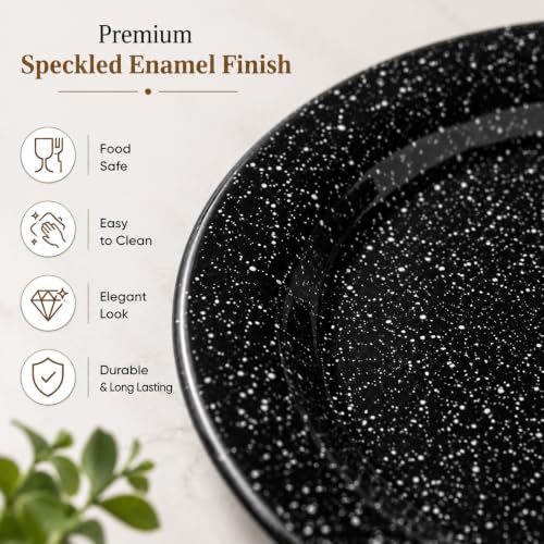 Image of Melvio By Malti Black Granite 3 Piece Dinner Plate | Melamine Dinnerware Set, Premium Dinner Set Crockery Plates Bowls Tableware for Home Dining Kitchen