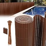 Jiubiaz Sichtschutzmatte PVC Sichtschutzzaun mit Kabelbindern Windschutz Balkonsichtschutz UV-beständig Sichtschutz Dekorativer Zaun Verstärkte Lamellen für Garten Balkon Terrasse, 120x800cm