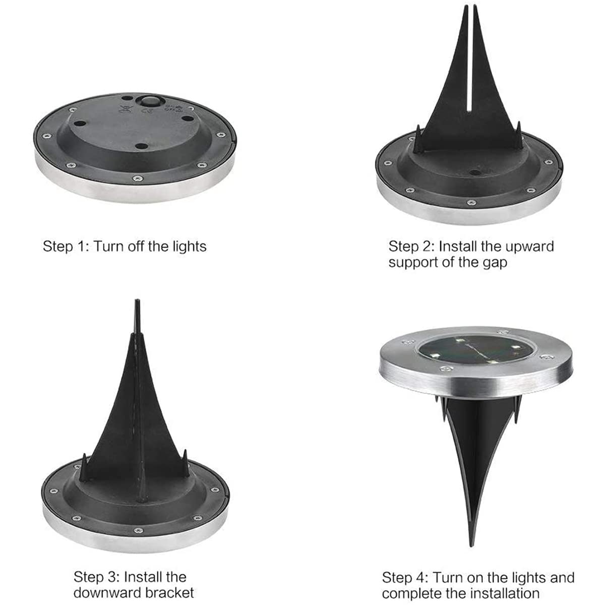 Lampes solaires de Jardin d'extérieur, Lampes solaires au Sol IP65 étanche LED lampadaire lumière Lampe Solaire en Acier Inoxydable pour escalier, allée de Paysage