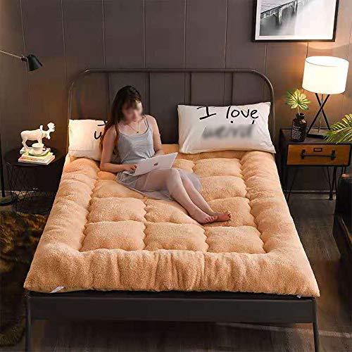 Colchón plegable de estilo japonés de 11 cm de grosor para ahorrar espacio y enrollable, ideal para dormitorio de estudiantes, color camello, 90 x 200 cm