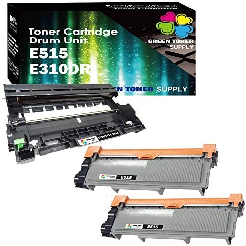 3 Pack Green Toner Supply Compatible Toner | Drum, 2-Pack E515 Toner and 1 Pack E515DR Drum Unit, for use in Dell E310dw E514dw E515dw E515dn Printer
