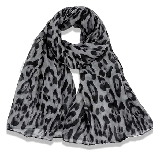 Damen Schal mit Leopard Muster, Halstuch Loopschal für Frühling Herbst Ganzjährig, Damen Schal mit Leo Muster, Modische und Elegante Halstuch, Geschenke für Frauen.