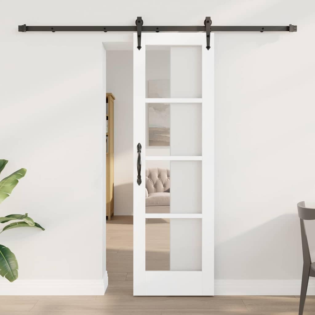 vidaXL Drzwi przesuwne ORKDAL 61 x 198,5 cm Biały | Smukły i praktyczny wygląd, Z wysokiej jakości drewna i metalu, Przesuwne elementy dają elastyczne ustawienie