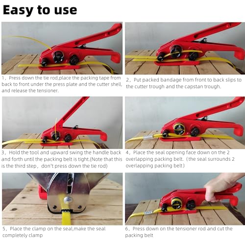all-in-one banding strapping kit with poly strapping tensioner 320034 pp band 100 metal seals and sealer tools