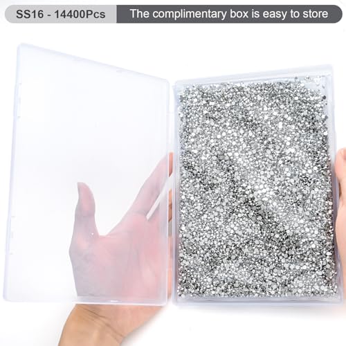 Image of Flatback Rhinestones Bulk, 14400PCS Silver Rhinestones for Clothes DIY Decoration Crafts, Silver, SS16, 3.8-4.0mm