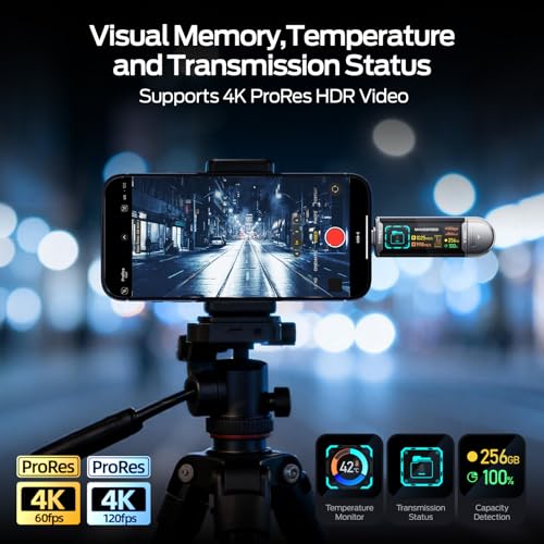 Image of MOVE SPEED 256GB USB Drive with Smart Display 1090MB /s USB 3.2 Gen2 and Type C SSD Memory Stick for ProRes 4K Video iPhone 17 /16 /15, Android Phone, Windows, Mac, Tablet