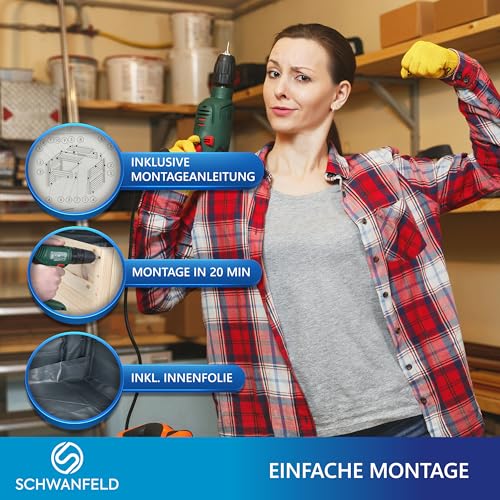 Schwanfeld® [2 in 1] Mähroboter Garage mit Hochbeet [GEEIGNET FÜR JEDEN MÄHROBOTER] - inkl. Innenfolie - Hochwertige Garage Mähroboter (Schützt vor Regen & UV-Strahlen) - Robuste Rasenroboter (Natur) - 6