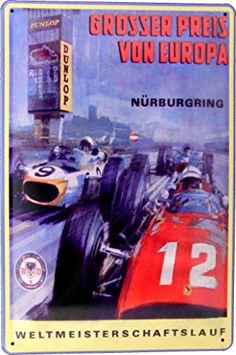 Blechschild 20x30 Nürburgring Großer Preis von Europa 60er Jahre Weltmeisterschaft Auto Rennsport im Retro Nostalgie Vintage Werbe Plakat Design