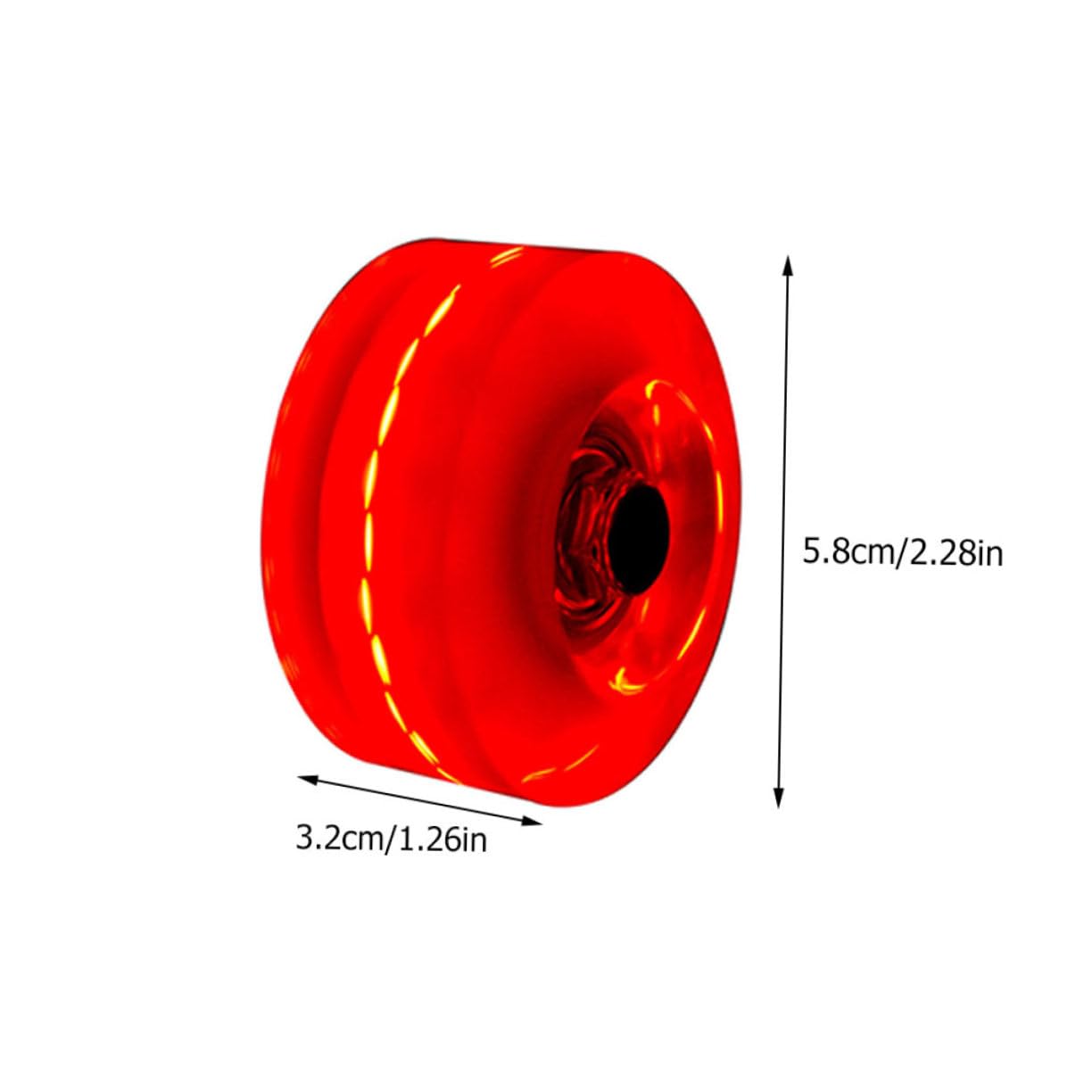 Ruote Pattini per Roller Skate 4 Pezzi in Pu Rosse, Luci Flash | Pattini a Doppia , Pratica Quotidiana e Uso Indoor, Set Accessori LED Riduzione Attrito