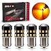 BRISHINE 4-Pack Super Bright 1156 1003 1141 7506 BA15S LED Bulbs Amber Yellow 9-30V Non-Polarity 24-SMD LED Chipsets with Projector for Turn Signal Lights, Side Marker Lights