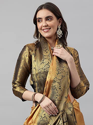 Image of Women's Banarasi Silk With Jacquard Print Saree With Blouse