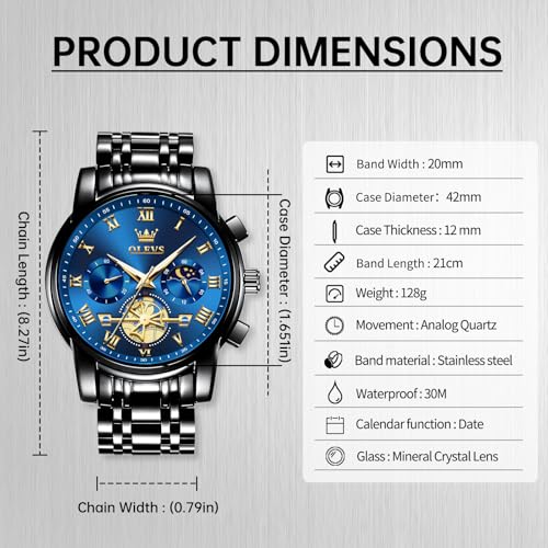 Image of OLEVS Watch Men Luxury Dress Stainless Steel Date Analog Watch Waterproof