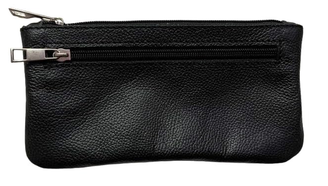 Image of Vintage Leather Pencil Case Pouch, Pen Pouch for Work and University, for Men and Women Elegant & Practical Brown Leather Pencil Cases for Adults Perfect for Office (Black) (Black)