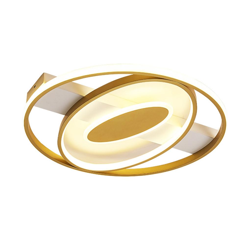 HXYSXHJUO 28W Dimmable Oval Ceiling Light Fixture - Gold Acrylic Chandelier for Living Room, Dining, and Bedroom