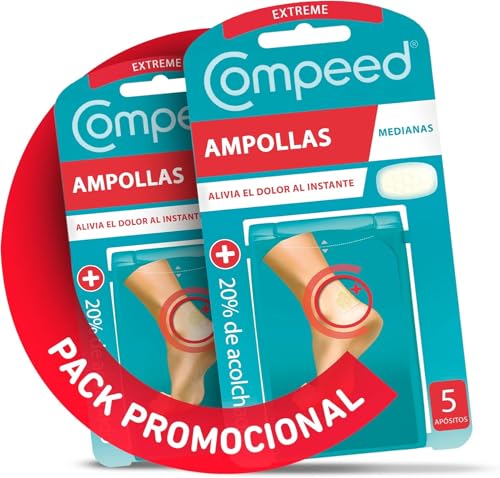 COMPEED Ampollas Extreme Medianas, Protección Acolchada Contra Rozaduras, Pack 2 x 5 uds.