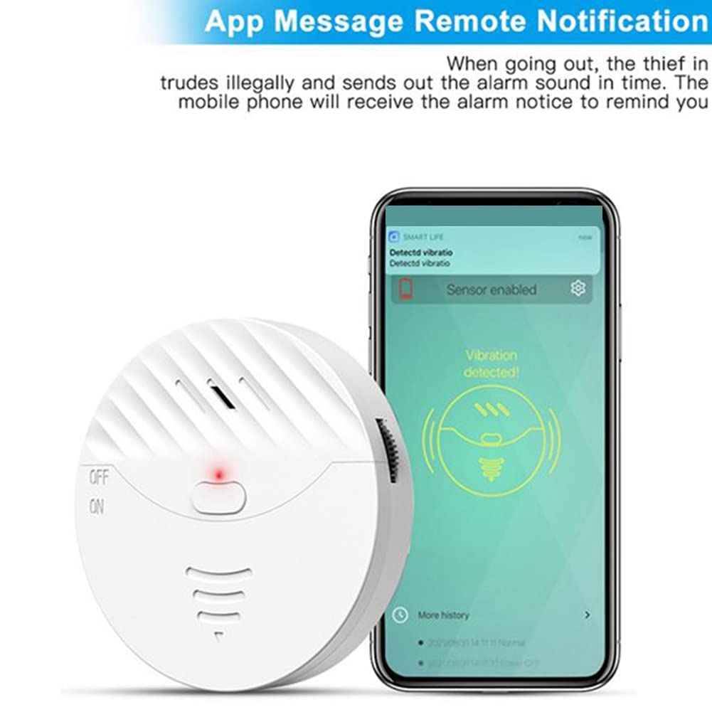 2 . Tuya Smart WiFi czujnik wibracji drzwi i okien alarm 130 dB alarm bezpieczeństwa bezpieczeństwo system antykradzieżowy, biały