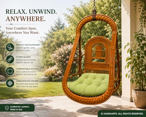 Cane Crafts Hanging Swing Chair for Adults & Kids, Swing for Balcony, Outdoor Swing Chair, Hammock Swing for Home, Patio, Garden, Indoor | Balcony Hanging Chair | Jhula for Home. (Rajderbar Jhula) - Image 4