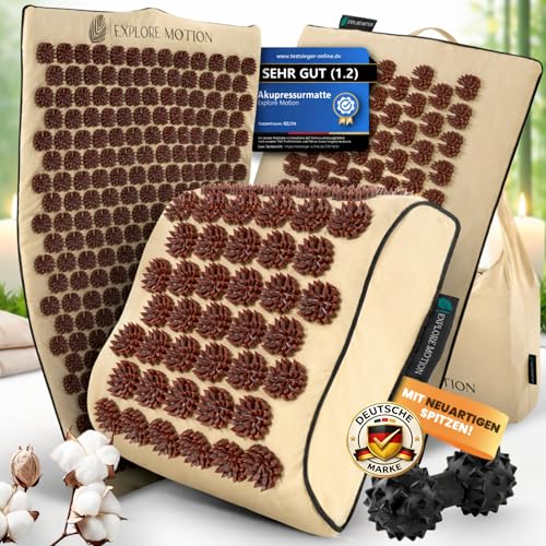 Explore Motion® Akupressurmatte 6in1 Premium-Set - Sandstone Edition | Rücken- &...