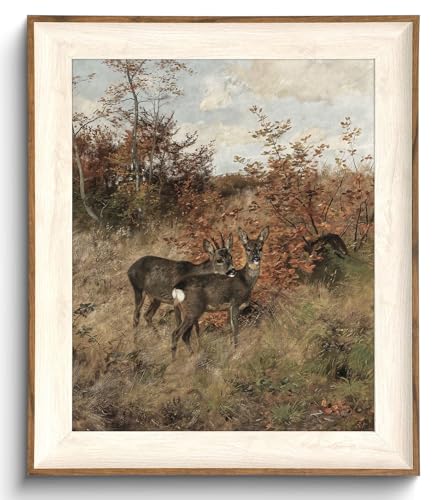 Uniro Vintage Framed Wall Art, Classical Fall Countryside Landscape Oil