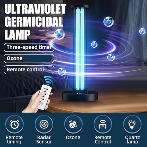 Lâmpada germicida ultravioleta, desinfetante de luz UV, luz UV de ozônio 36W para toda a sala, contr