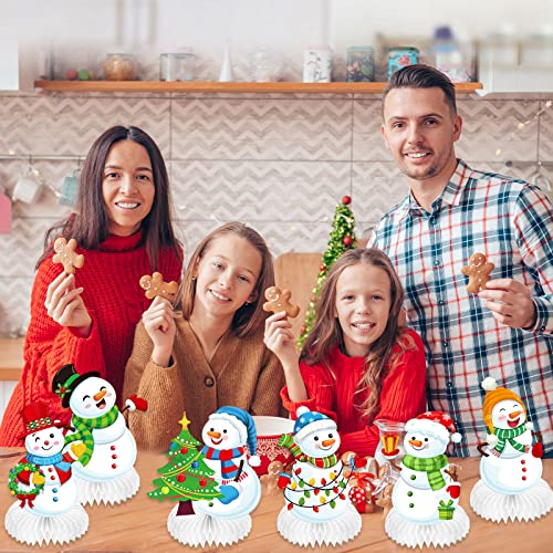 9 Pieces Christmas Honeycomb Centerpieces Table Decorations, Snowman Merry Xmas 3D Honeycomb Table Decorations For Christmas Winter Holidays Dining Room Table Party Supplies Favors #TOP4