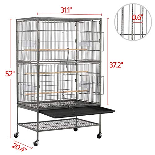 Topeakmart Wrought Iron Large Flight Parrot Bird Cage with Rolling Stand for Multiple Parakeets Conure Cockatiel Cage - Image 4