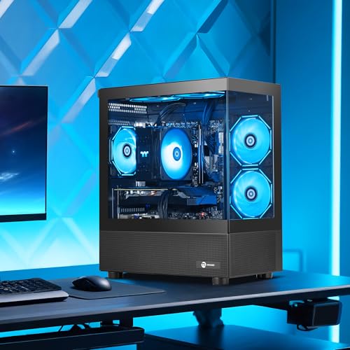 Image of NINGMEI Gaming PC Desktop, AMD Ryzen 7 9700X 8 core 3.8GHz(up to 5.5GHz), GeForce RTX 5060 8GB, 16GB DDR5 RAM 6000MHz, 1TB NVME SSD, 650W PSU, Windows 11 Home 64-bit, WiFi, Black