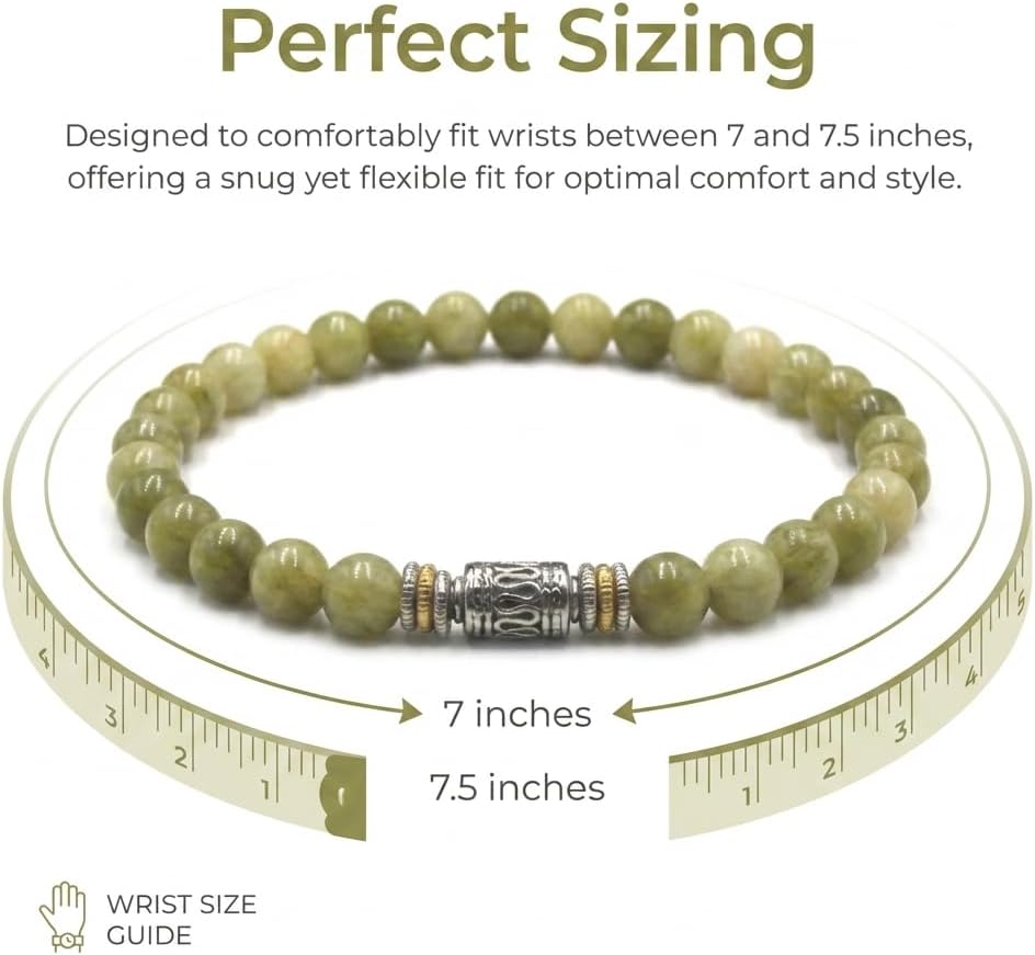 Kartini Studio Jade Bracelet, Men's Olive Jade Bracelet, Bead Jewelry for Man