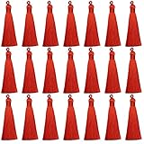 VAPKER 20pcs Red Tassel Mini Silk Tassels for Craft Jewelry Making Woman, Handmade Soft Ice Silky Tassels with Loops for DIY Projects, Bookmarks(8.5CM/3.5 Inches)
