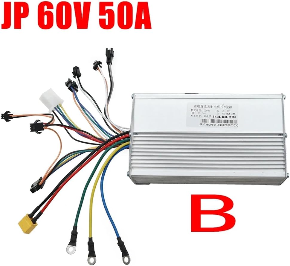 60V 50A Brushless Controller Dual Motor+36V-60V LCD Display Dashboard for Electric Scooter E Bike Replacement Accessories, Black&silver