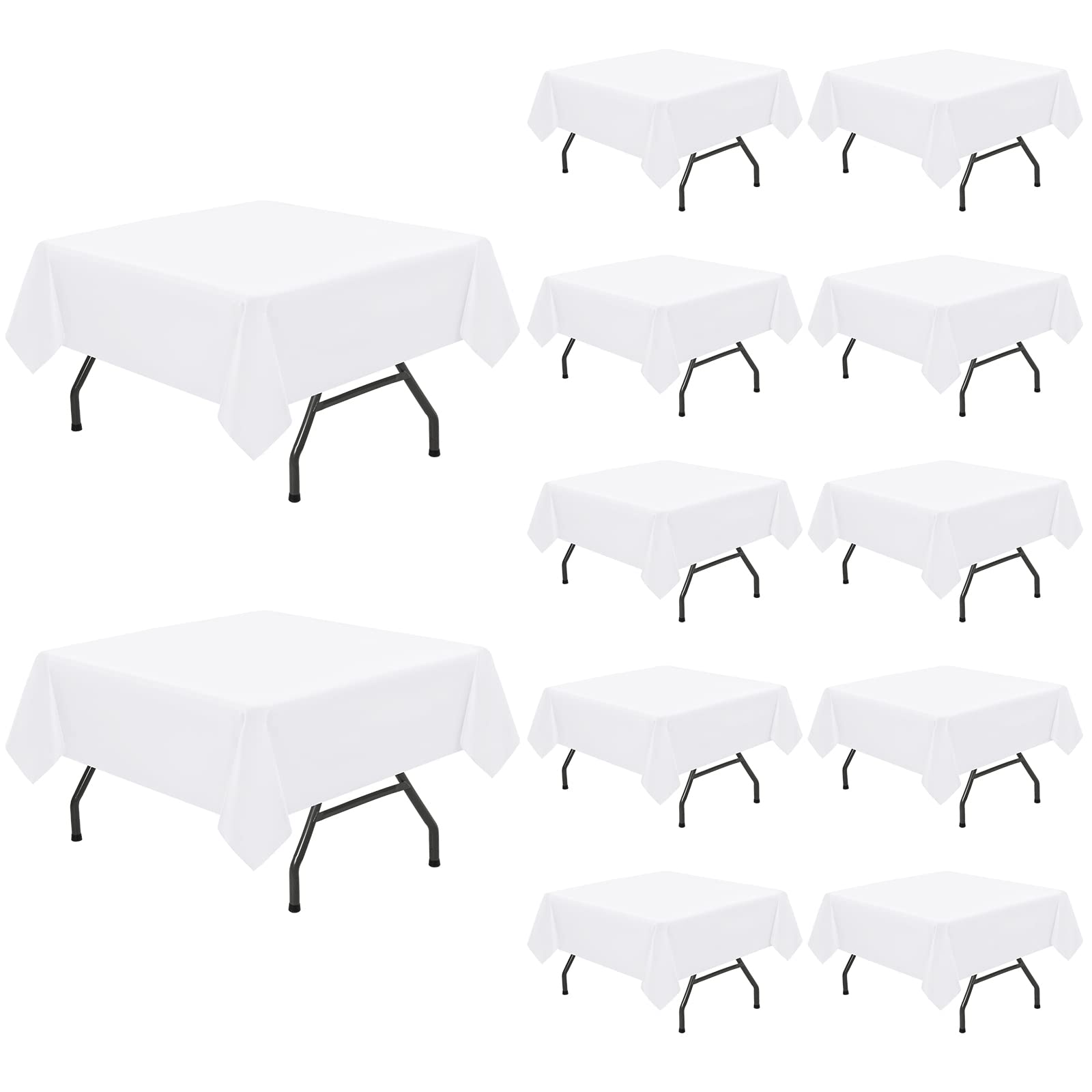 Nappes carrées blanches lot de 12 en polyester 132x132 cm