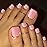 Outyua Pink Press on Toe Nails Matte Square Fake Toenails Short Solid False Toes Nails with Designs Acrylic Cute Artificial Beach Full Cover Toenail for Women 24 Pcs (Light Pink)