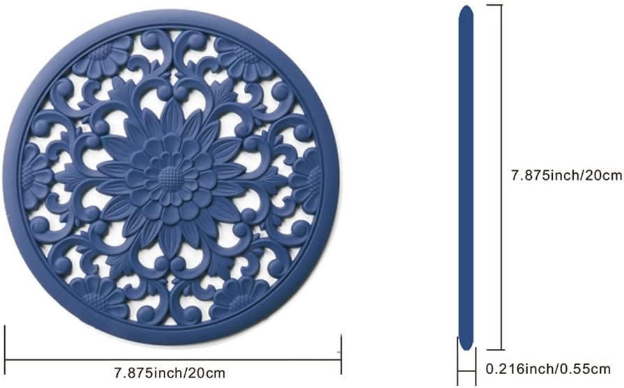 Round Heat Insulation Pad Hollow Floral Silicone Anti-scalding Pot and Bowl Mat Set of 4