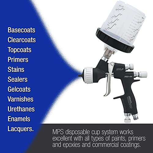 Master Paint System Mps Disposable Paint Spray Gun Cup Liners And Lid System, 40 Pack Standard Size 20 Ounce (600Ml) Kit - 40 Cup Liners, 40 Lids With Strainer, 1 Hard Cup With Retainer Ring, 10 Plugs #TOP5