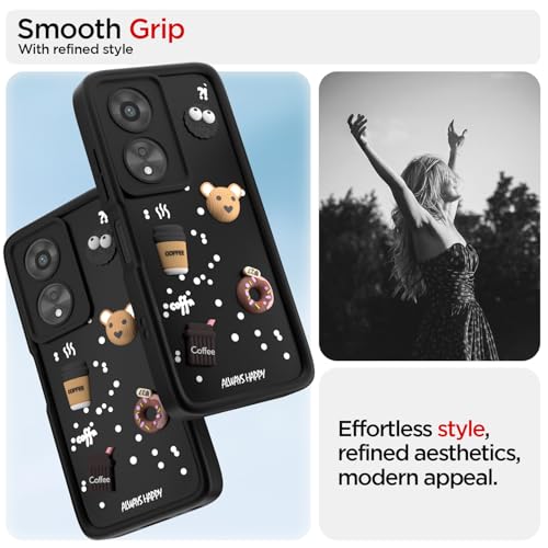 Image of Pikkme Back Cover for Oppo A38 4G / Oppo A18 4G | Cute Fun Cartoon 3D Bear Silicone Full Body Protection Bumper Cover (Black) | Cute