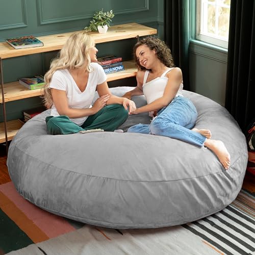 Image of Jaxx 6 Foot Cocoon - 2-in-1 Convertible Bean Bag Bed & Large Bean Bag Chair for Adults, Platinum