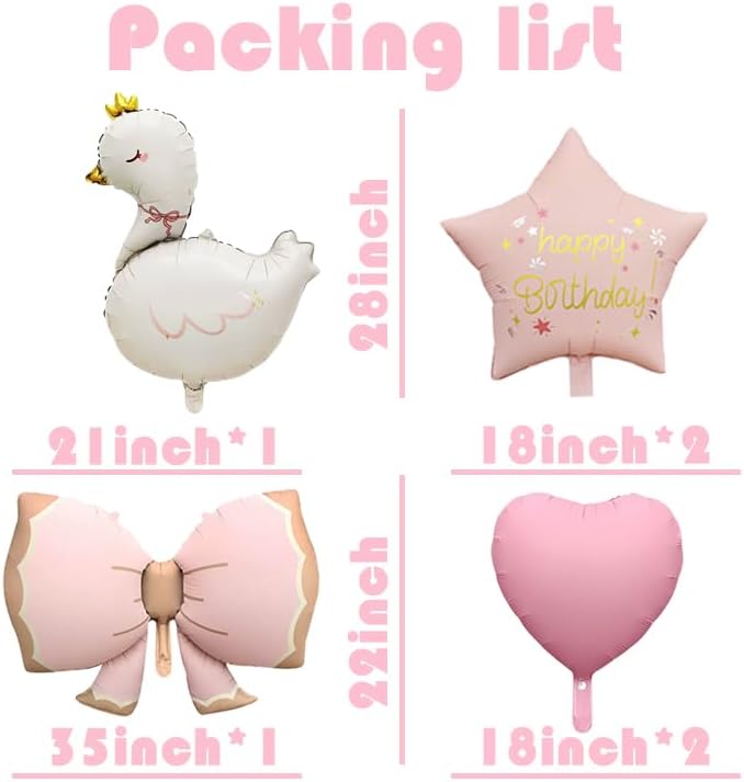 Macaron Swan Balloons duck balloon macaron bowknot balloons & Happy Birthday balloons Set - Pastel Colors Perfect for Birthday Parties, Baby Showers Swan Themed Party& Festive Decorations 6pcs image 5