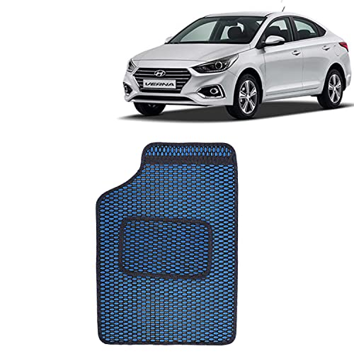 Image of Kingsway Dotted Design Car Floor Foot Mats Universal Fit for Hyundai Verna, Model Year : 2017-2019, Water and Dustproof, Color Blue, Set of 5 Pieces